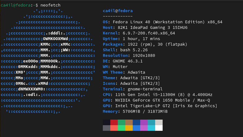 fedora 40 - neofetch