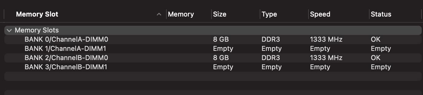 RAM spec on MacOS